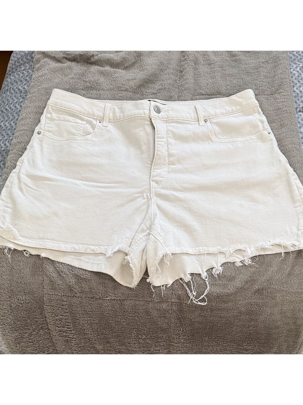 Express White Distressed Denim Shorts